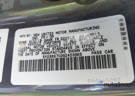 2009 Pontiac Vibe Gt z USA, uszkodzony, nr VIN 5Y2SR67039Z453965